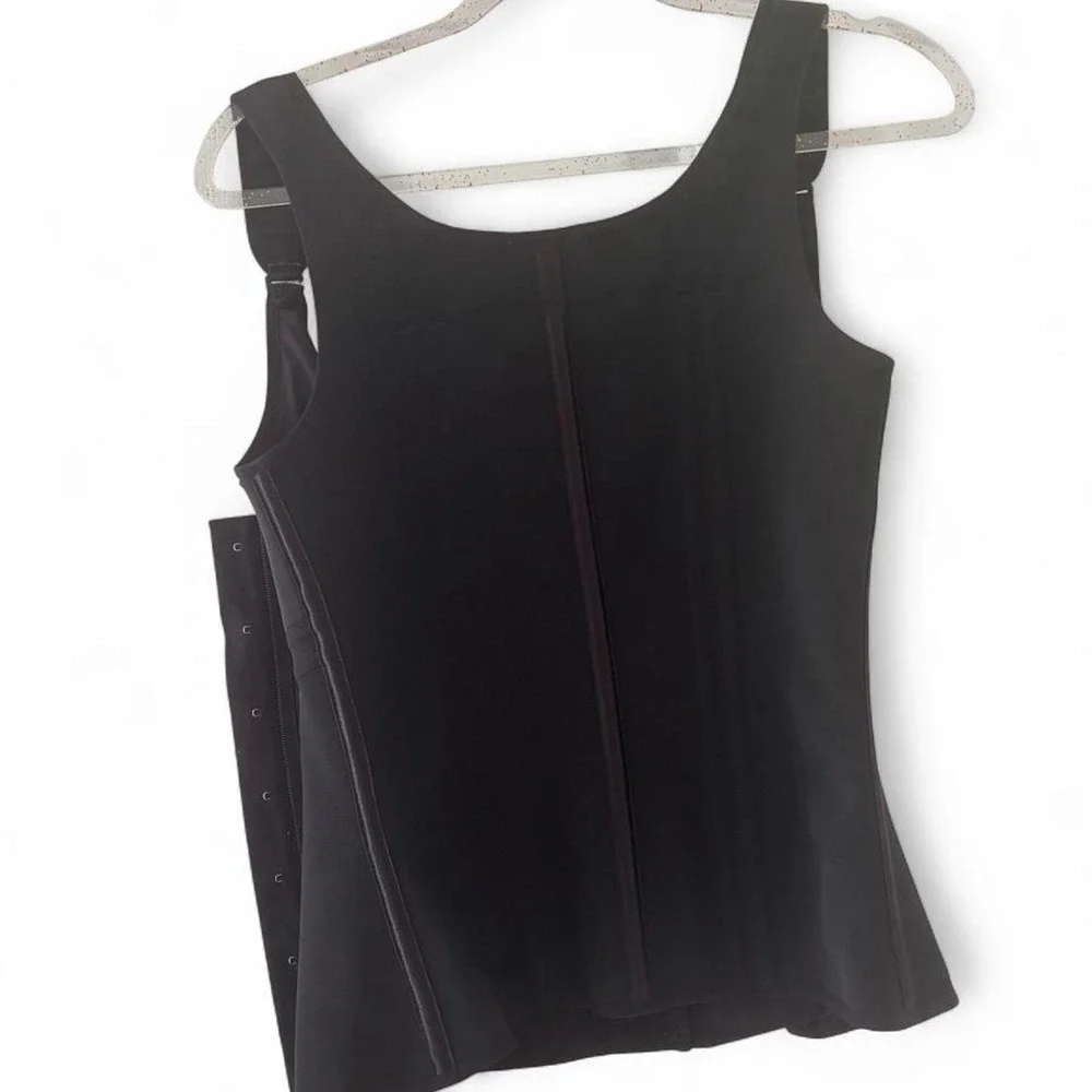 Triple Compression Black Faja Shapewear Vest Size L | Zip & Hook Waist Trainer